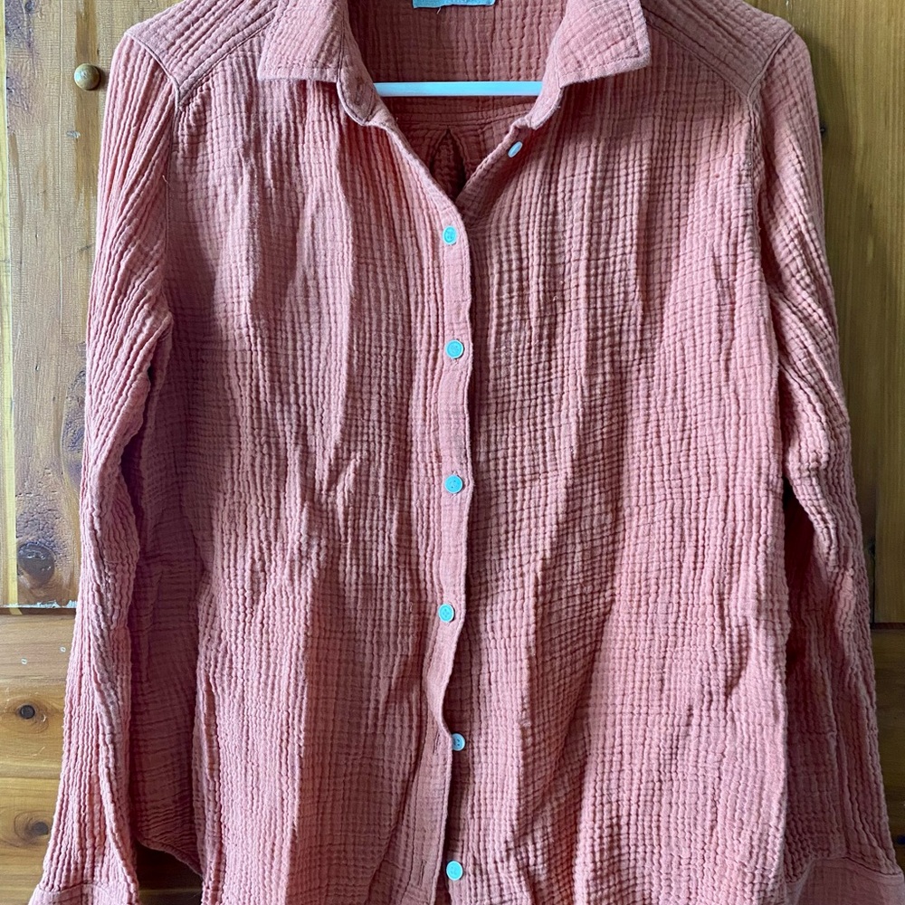 Outerknown Organic Cotton Muslin Button Down Xs - image 1
